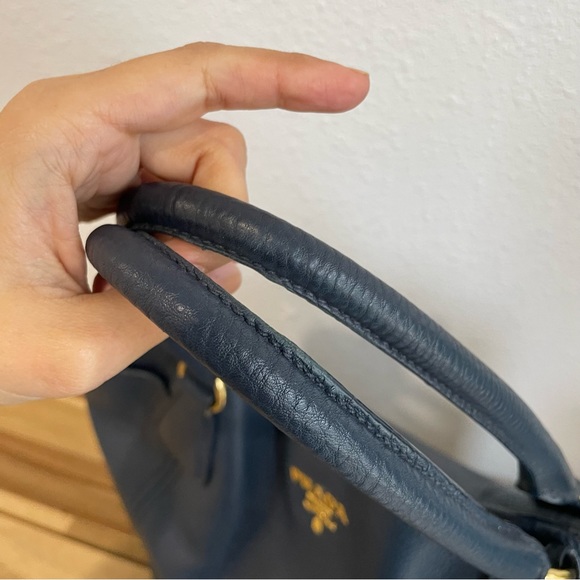 Prada Vitello Daino Pebble Leather Side Pocket Tote Bag - Picture 7 of 16